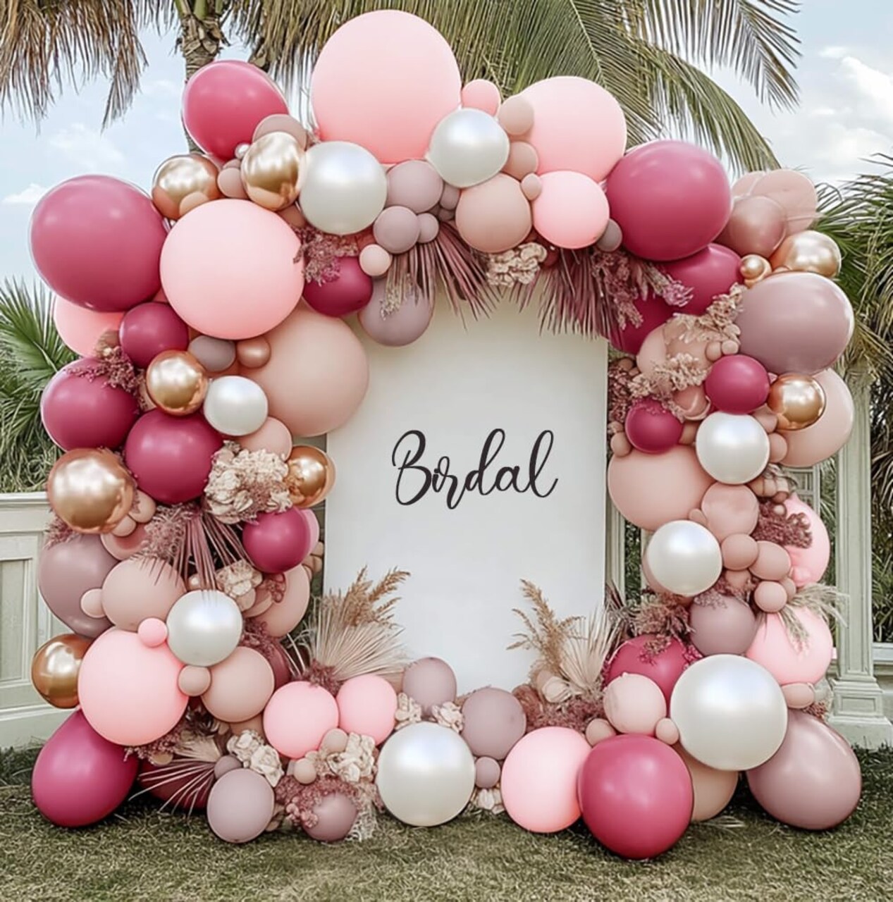 Dusty Rose Balloon Arch Kit – Double Stuffed Pink, Mauve & Rose Gold Balloons for Birthday, Baby Shower & Wedding